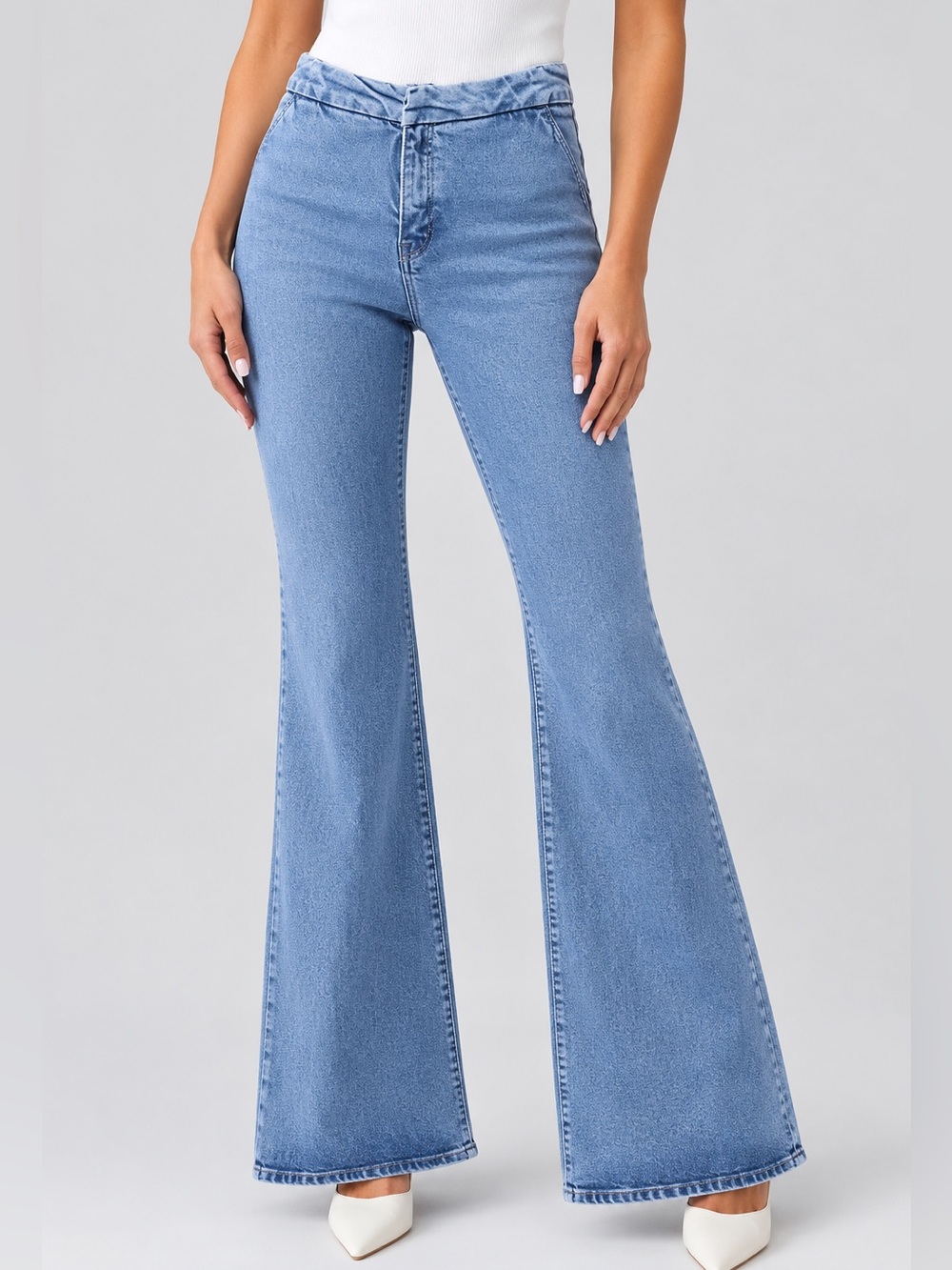 ANTHROPOLOGIE GOOD AMERICAN Good Flare Trousers Indigo Size 15 NEW